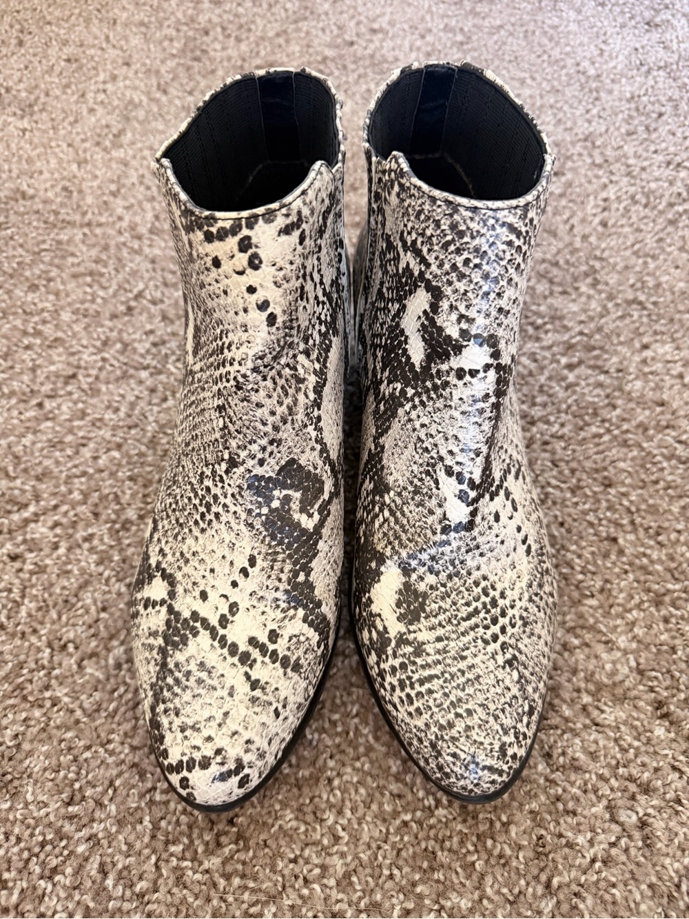 UNIONBAY Black & White Snake-Print Ankle Boots